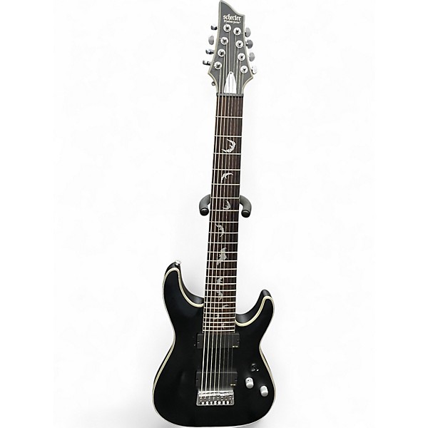 Used Schecter Guitar Research Damien Platinum Black and Silver Solid Body Electric Guitar