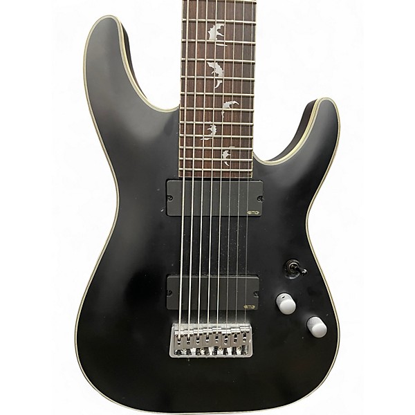 Used Schecter Guitar Research Damien Platinum Black and Silver Solid Body Electric Guitar