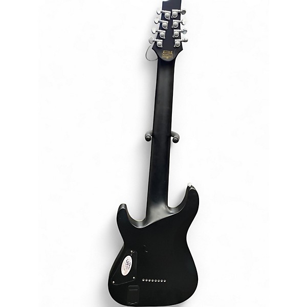 Used Schecter Guitar Research Damien Platinum Black and Silver Solid Body Electric Guitar