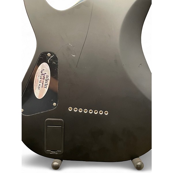 Used Schecter Guitar Research Damien Platinum Black and Silver Solid Body Electric Guitar