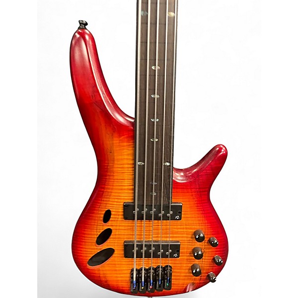 Used Ibanez SRD905F Crimson Red Burst Electric Bass Guitar