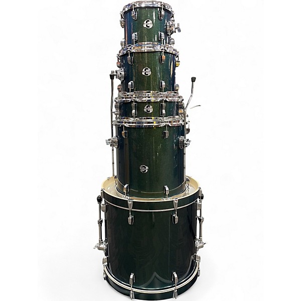 Used Ludwig 5 Piece Element Evolution Emerald Green Drum Kit