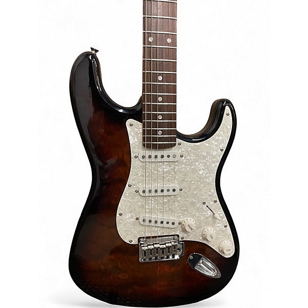 Used Squier Deluxe Series Strat QMT 2 Color Sunburst Solid Body Electric Guitar