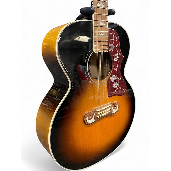 Used Epiphone J-200 Studio 2 Tone Sunburst 12 String Acoustic Electric Guitar