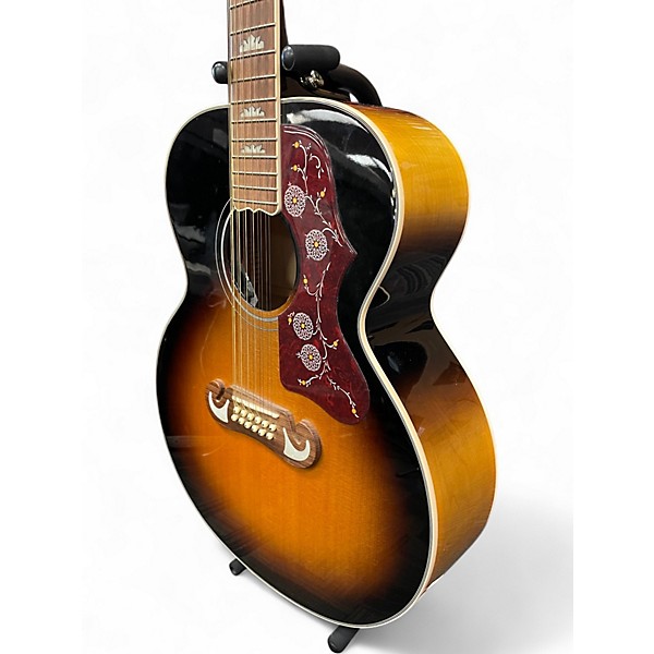 Used Epiphone J-200 Studio 2 Tone Sunburst 12 String Acoustic Electric Guitar