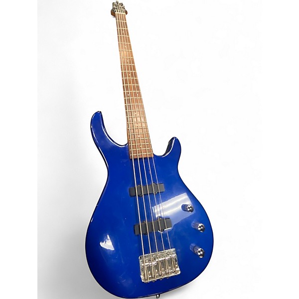 Used Squier 5 STRING Blue Electric Bass Guitar