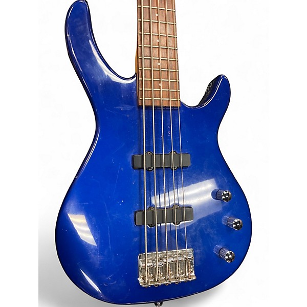 Used Squier 5 STRING Blue Electric Bass Guitar