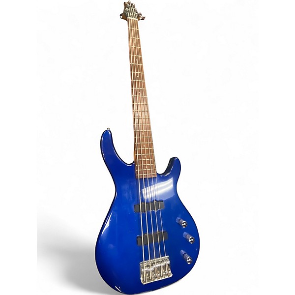 Used Squier 5 STRING Blue Electric Bass Guitar