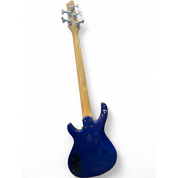 Used Squier 5 STRING Blue Electric Bass Guitar