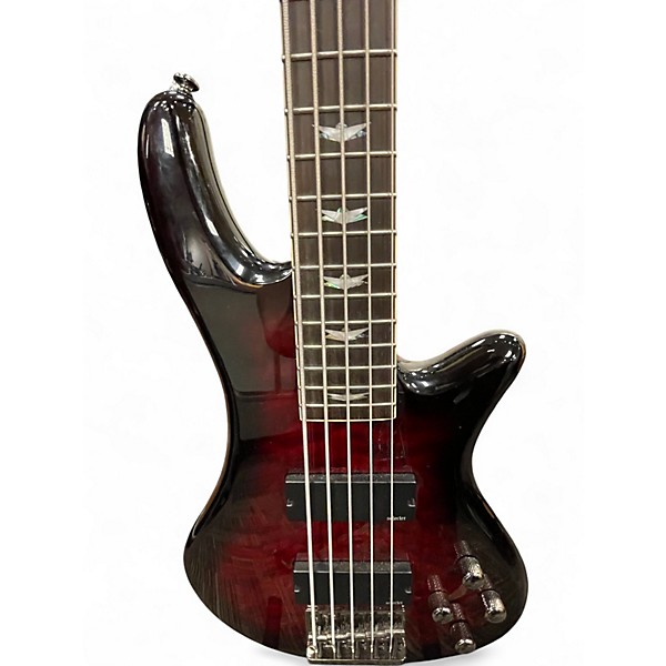 Used Schecter Guitar Research Stiletto Extreme 5 String Crimson Burst Electric Bass Guitar