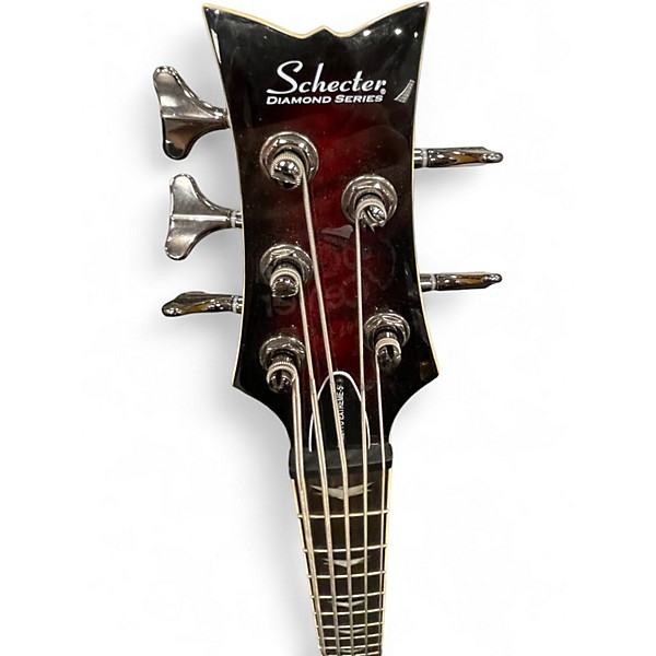 Used Schecter Guitar Research Stiletto Extreme 5 String Crimson Burst Electric Bass Guitar