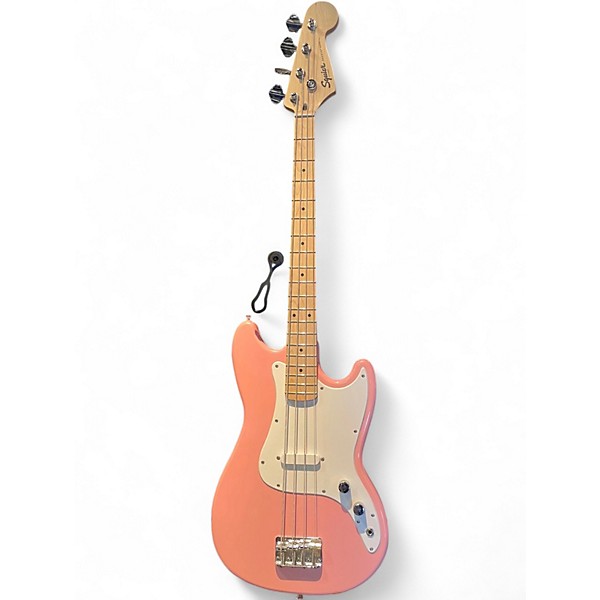 Used Squier Bronco Pink Electric Bass Guitar