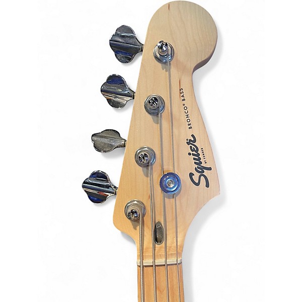 Used Squier Bronco Pink Electric Bass Guitar