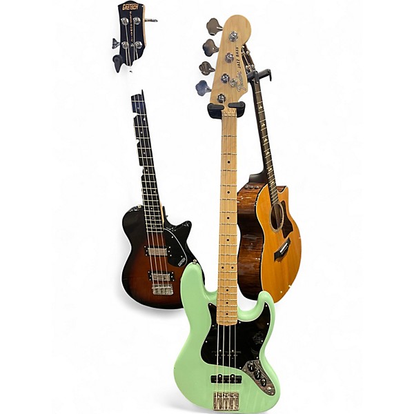 Used Fender American Performer Jazz Bass Surf Green Electric Bass Guitar