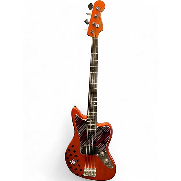 Used Squier Vintage Modified Jaguar Bass Metallic Orange Electric Bass Guitar
