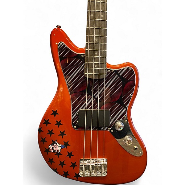 Used Squier Vintage Modified Jaguar Bass Metallic Orange Electric Bass Guitar