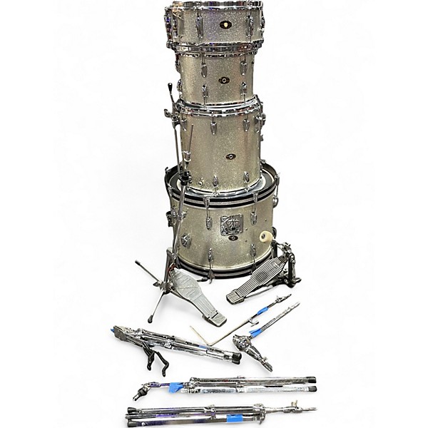 Vintage 1960s Slingerland 4 Piece Sound King Silver Sparkle Drum Kit