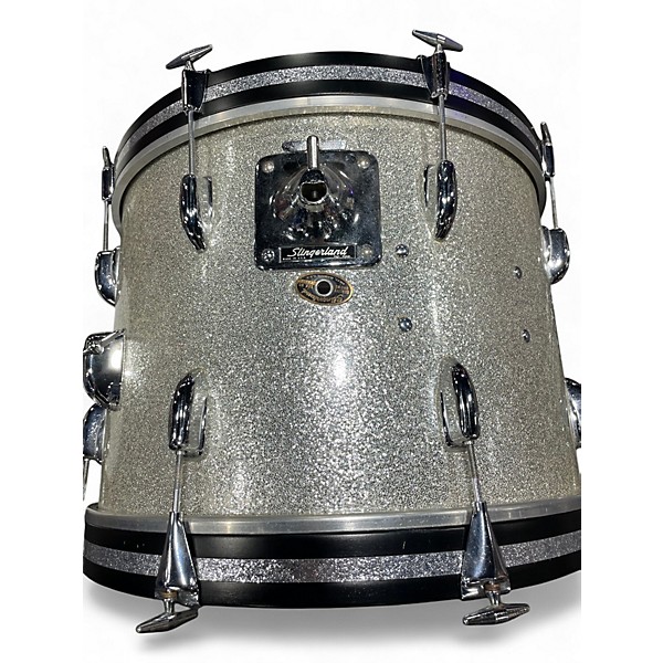 Vintage 1960s Slingerland 4 Piece Sound King Silver Sparkle Drum Kit