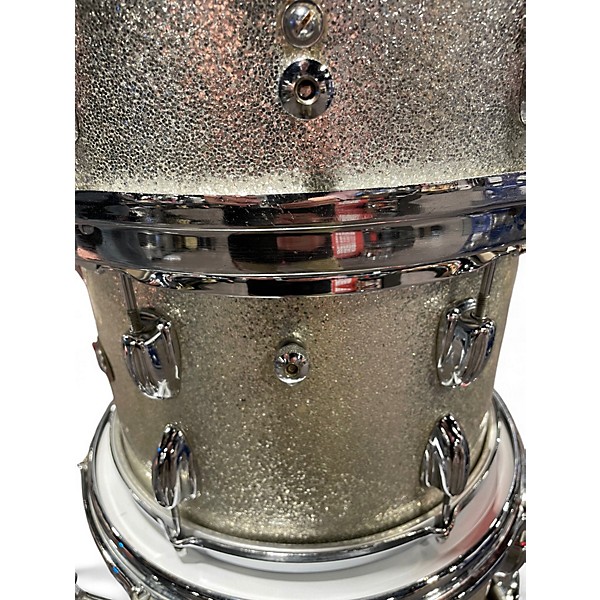 Vintage 1960s Slingerland 4 Piece Sound King Silver Sparkle Drum Kit