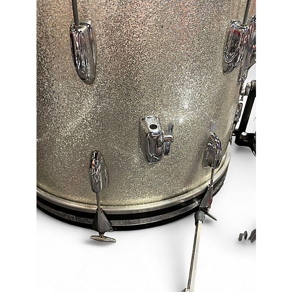 Vintage 1960s Slingerland 4 Piece Sound King Silver Sparkle Drum Kit