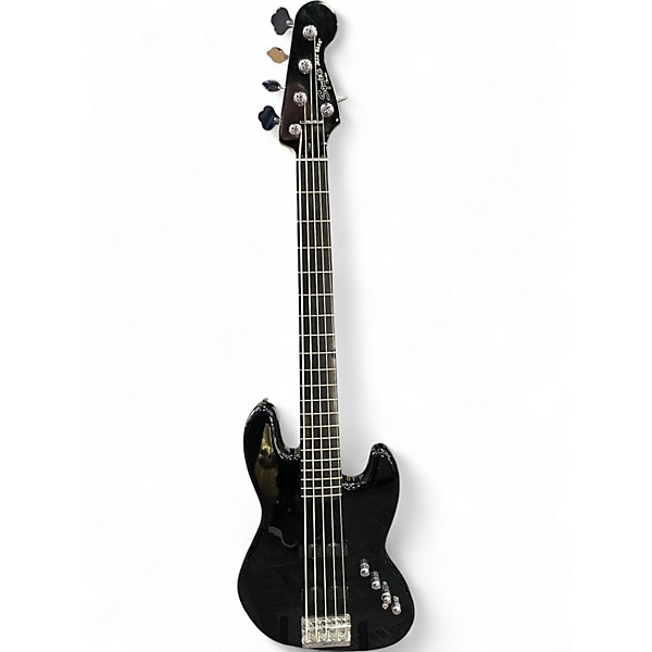 Used Squier Deluxe Jazz Bass Active V 5 String Black Electric Bass Guitar