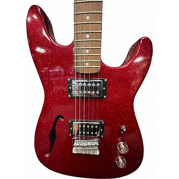 Used Xaviere Strat Style (Semi Hollow) Chrome Red Solid Body Electric Guitar