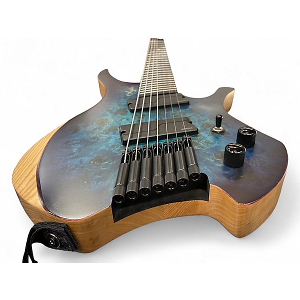 Used Agile 7 String Multiscale Chiral Nirvana Blue Burst Solid Body Electric Guitar
