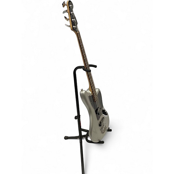 Used 2014 Squier Vintage Modified Jaguar Bass Special Silver Electric Bass Guitar
