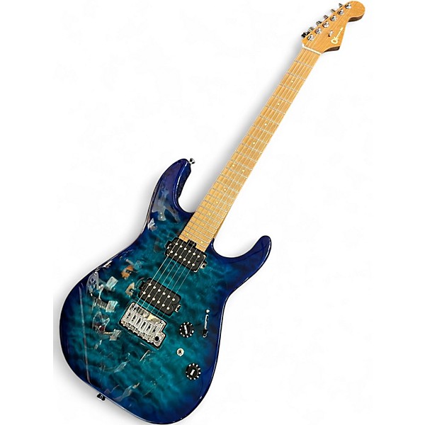 Used Charvel PM DK24 2PT CM QM Ocean Blue Burst Solid Body Electric Guitar