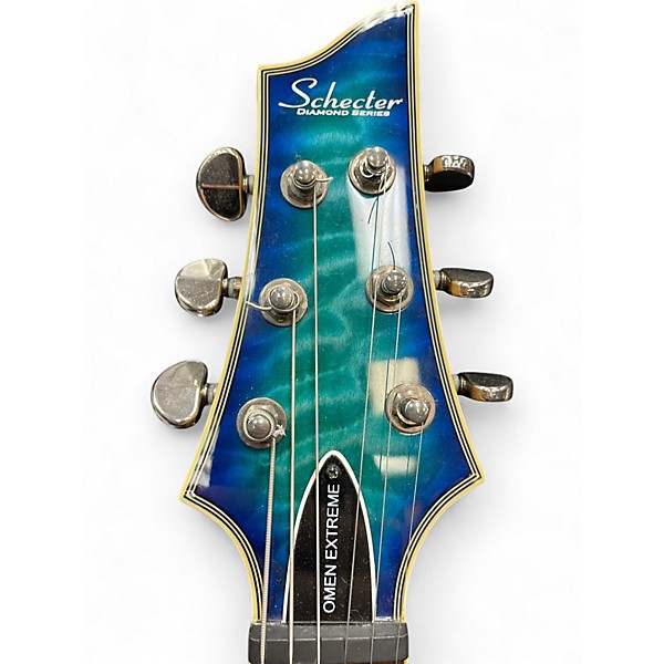 Used Schecter Guitar Research Omen Extreme 6 Ocean Blue Burst Solid Body Electric Guitar