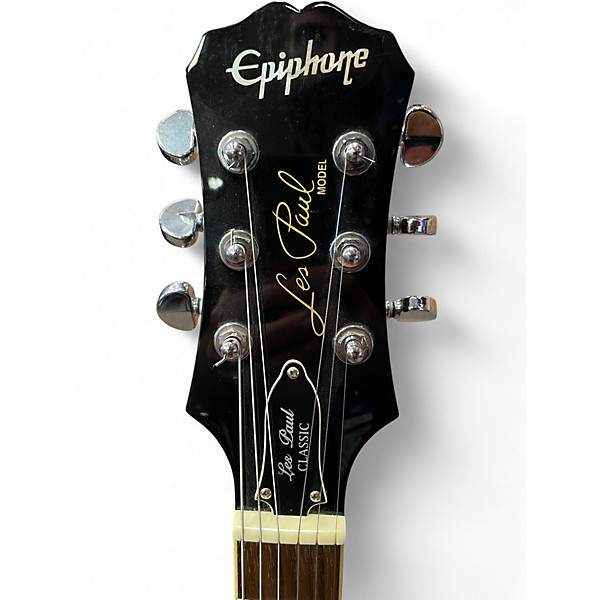 Used Epiphone Les Paul Classic Trans Black Solid Body Electric Guitar