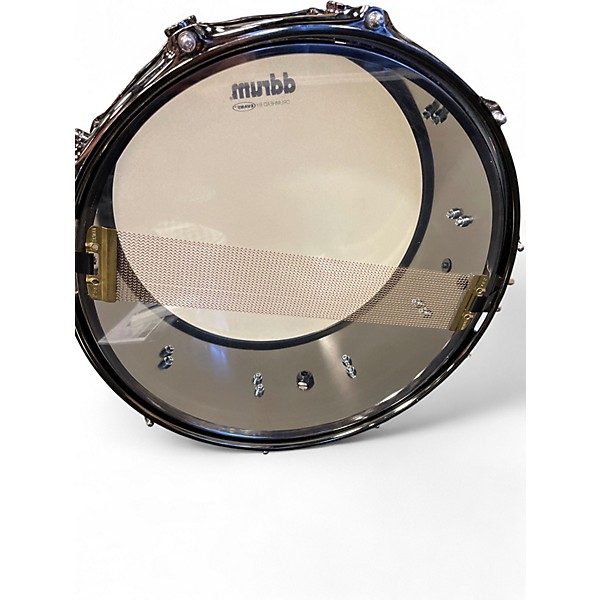 Used ddrum 14in Reflex Tattooed Lady Engraved Black Steel Snare Chrome Drum