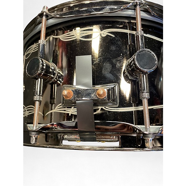 Used ddrum 14in Reflex Tattooed Lady Engraved Black Steel Snare Chrome Drum