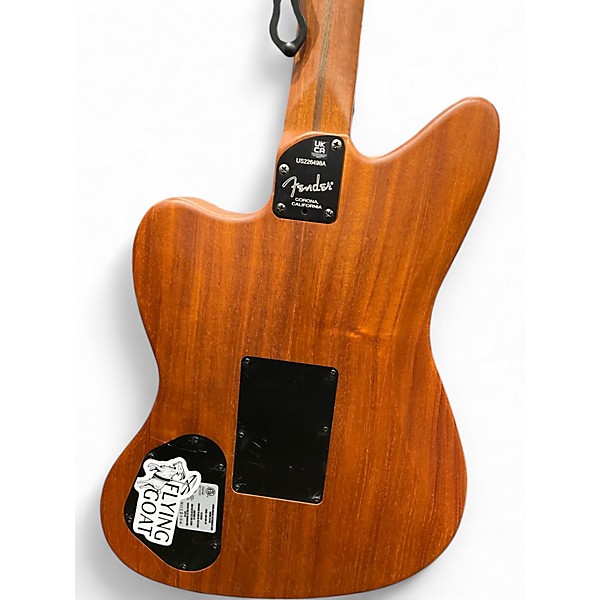 Used Fender american acoustasonic jazzmaster Black and Silver Acoustic Electric Guitar