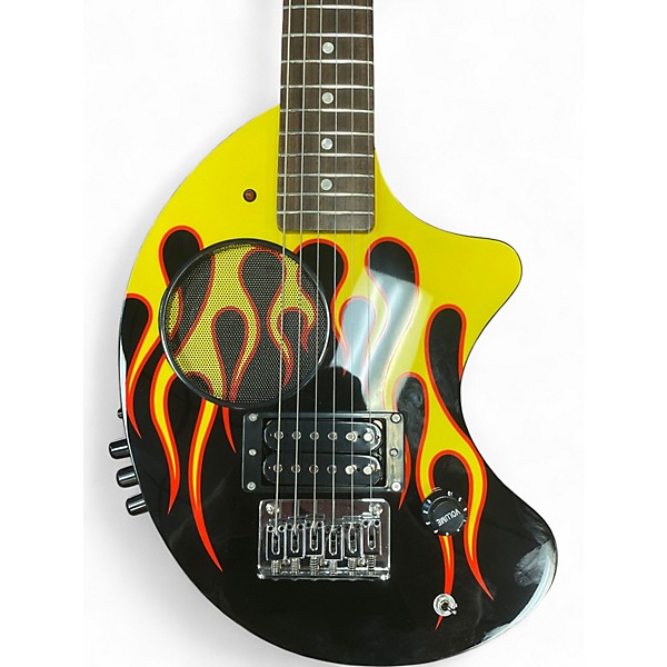Used Fernandes Nomad Deluxe Black and Yellow Solid Body Electric Guitar
