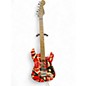 Used EVH Striped Series Frankie Red with Black and White Stripes Solid Body Electric Guitar thumbnail