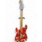 Used EVH Striped Series Frankie Red with Black and White Stripes Solid Body Electric Guitar