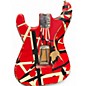 Used EVH Striped Series Frankie Red with Black and White Stripes Solid Body Electric Guitar