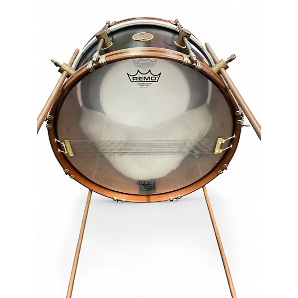 Used A & F Drum Co 16in Mahogany Club Black Snare Black Drum