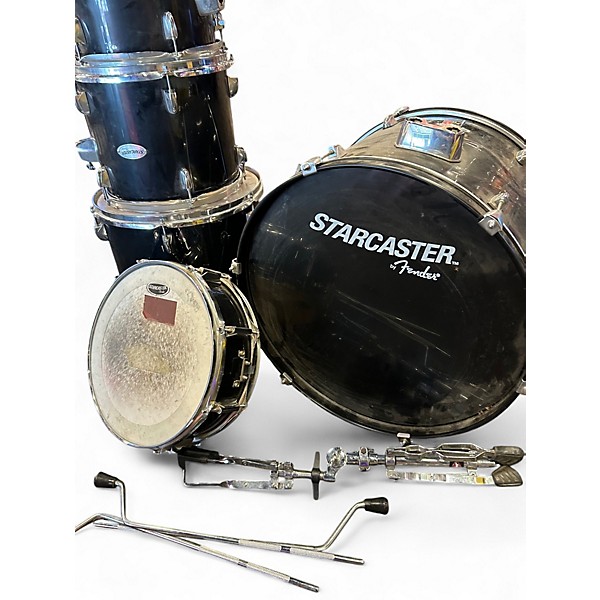 Used Starcaster by Fender 5 Piece DRUM KIT Black Drum Kit
