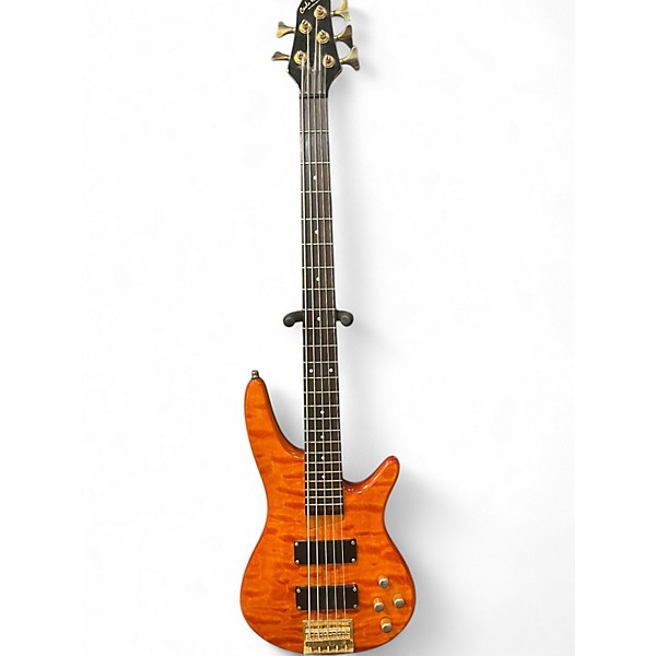 Used Carlo Robelli Dual Humbucker Orange Electric Bass Guitar