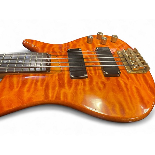 Used Carlo Robelli Dual Humbucker Orange Electric Bass Guitar