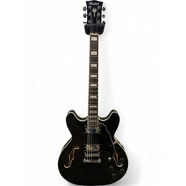 Used Redid HOLLOW BODY GUITAR Black Hollow Body Electric Guitar