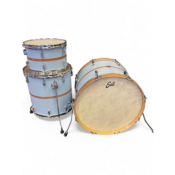 Used Ajp Custom Drums 3 Piece Custom 3-piece Walnut Stripe Blue Drum Kit