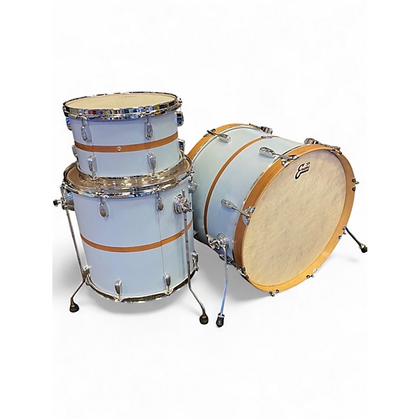 Used Ajp Custom Drums 3 Piece Custom 3-piece Walnut Stripe Blue Drum Kit