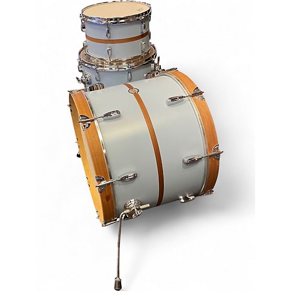Used Ajp Custom Drums 3 Piece Custom 3-piece Walnut Stripe Blue Drum Kit