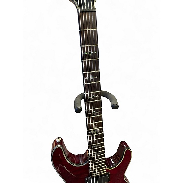 Used Schecter Guitar Research Damien Elite 6 Trans Red Solid Body Electric Guitar