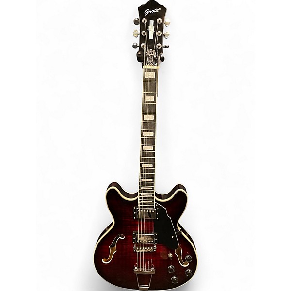 Used Grote ES-335 Model Trans Red Hollow Body Electric Guitar