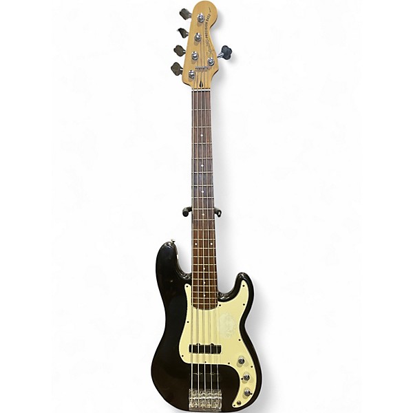 Used Squier Standard Precision Bass 5 string Black Electric Bass Guitar