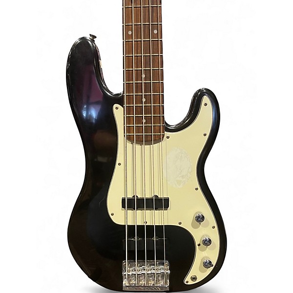 Used Squier Standard Precision Bass 5 string Black Electric Bass Guitar
